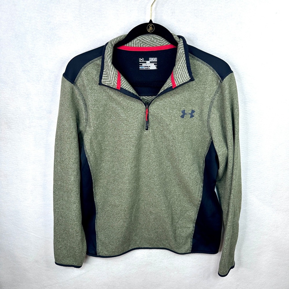 Under Armour ColdGear Quarter Zip‎ Pullover Mens Medium Olive Green Excellent